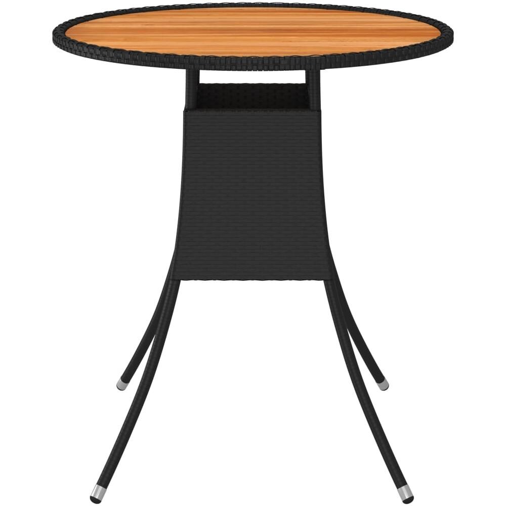 Tavolo Da Giardino Nero ? 70 Cm Polyrattan E Massello D'acacia - Foto 2
