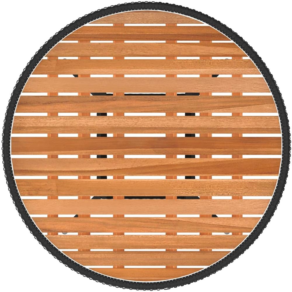 Tavolo Da Giardino Nero ? 70 Cm Polyrattan E Massello D'acacia - Foto 3
