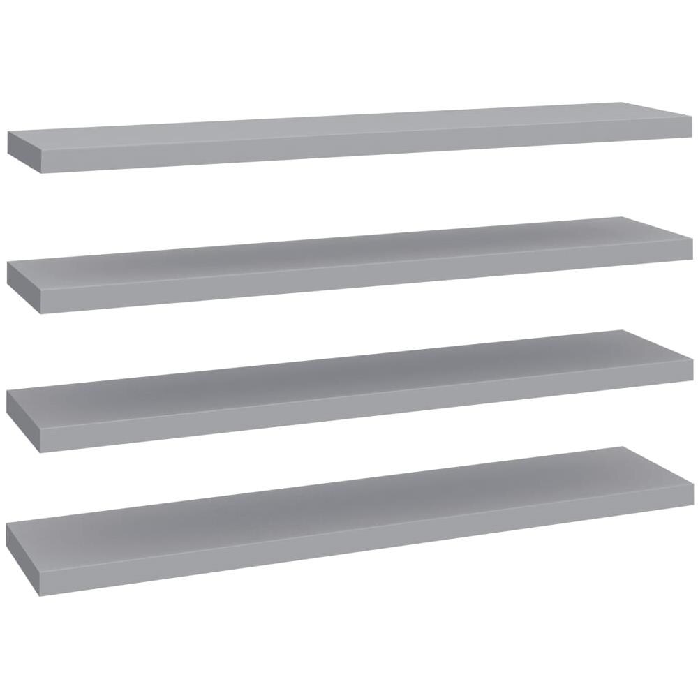Scaffali A Parete 4 Pz Grigi 120x23,5x3,8 Cm In Mdf - Foto 2