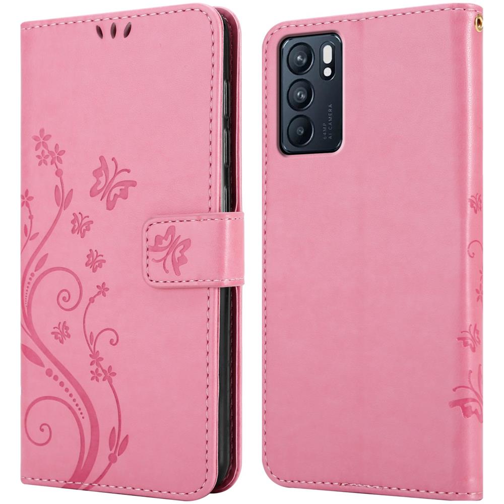 Custodia Compatibile Con Oppo Reno6 5g In Rosa Fiore - Coperchio Protettivo In Design Floreale Con Chiusura Magnetica, Funzione Stand E Slot Per Carte - Foto 7