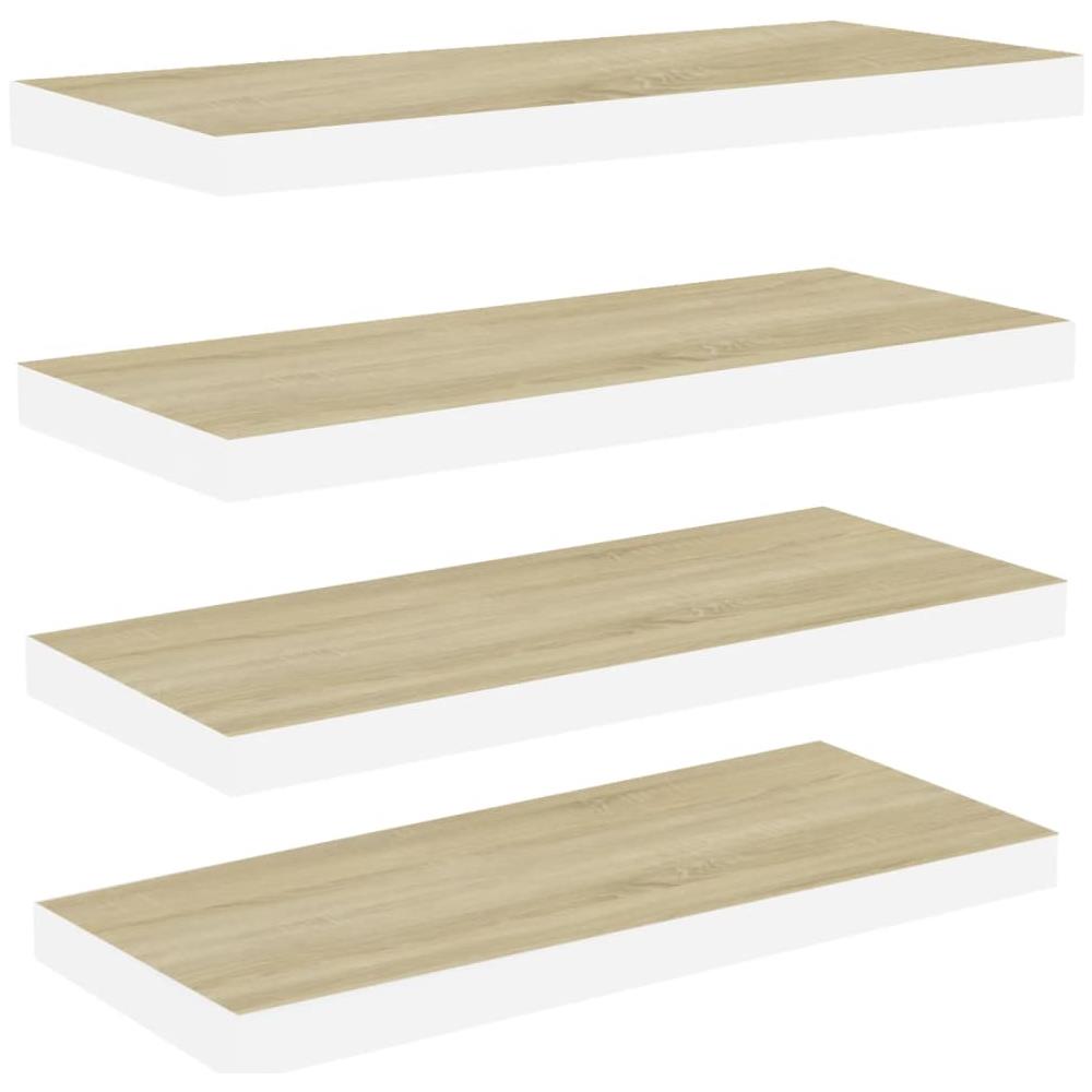 Scaffali A Parete 4 Pz Rovere E Bianco 80x23,5x3,8 Cm In Mdf - Foto 2