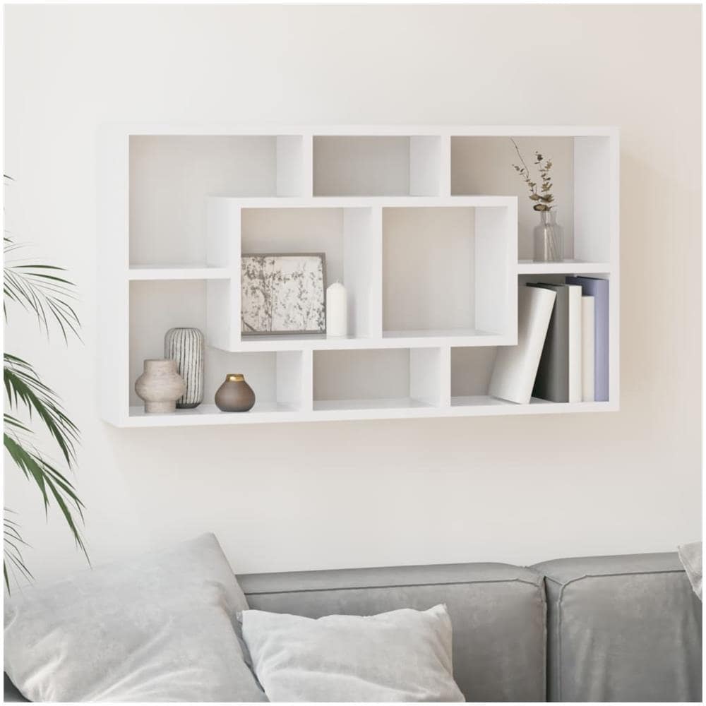 Scaffale A Muro 8 Scomparti Bianco Lucido - Foto 1