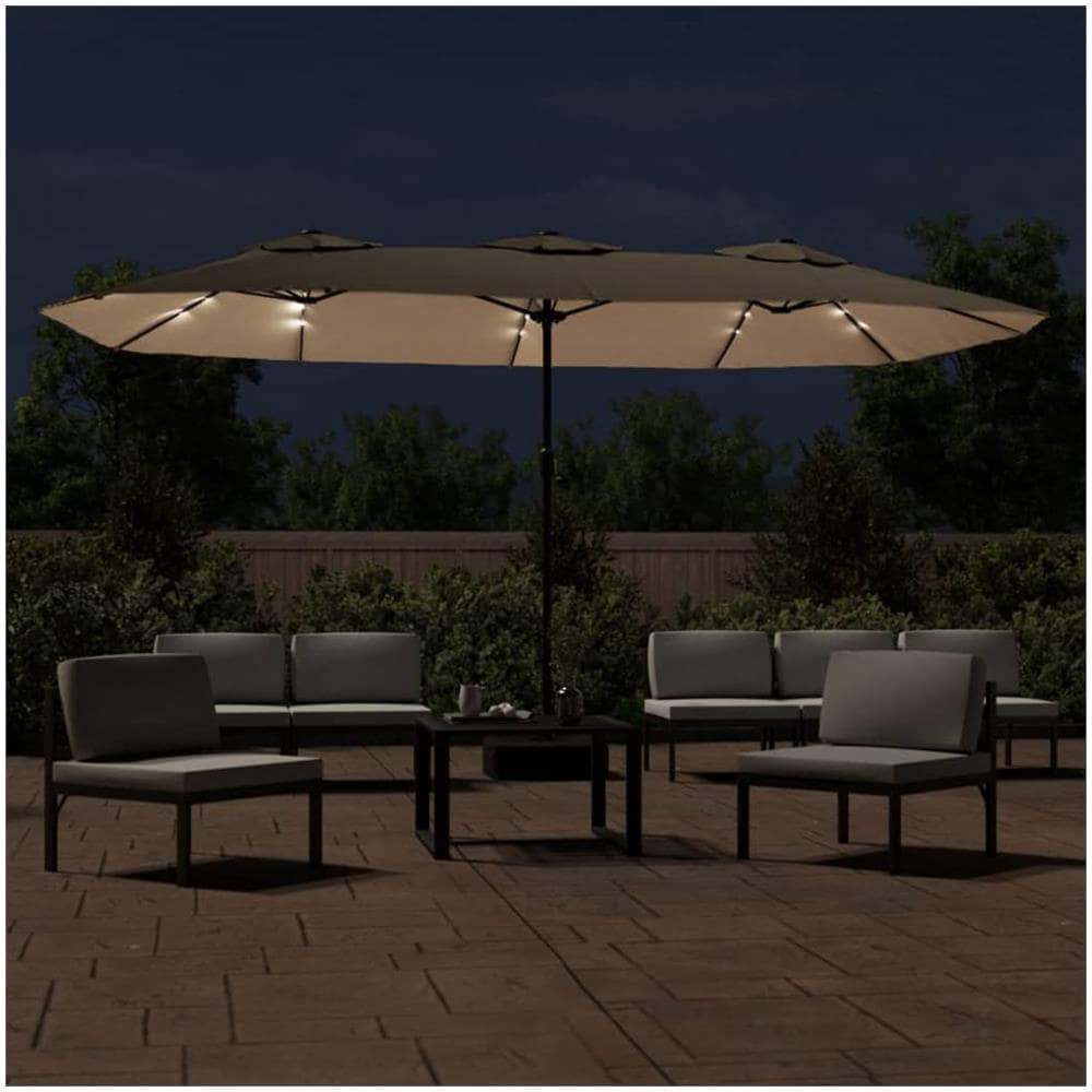 Ombrellone A Doppia Testa Con Led Tortora 449x245 Cm - Foto 3