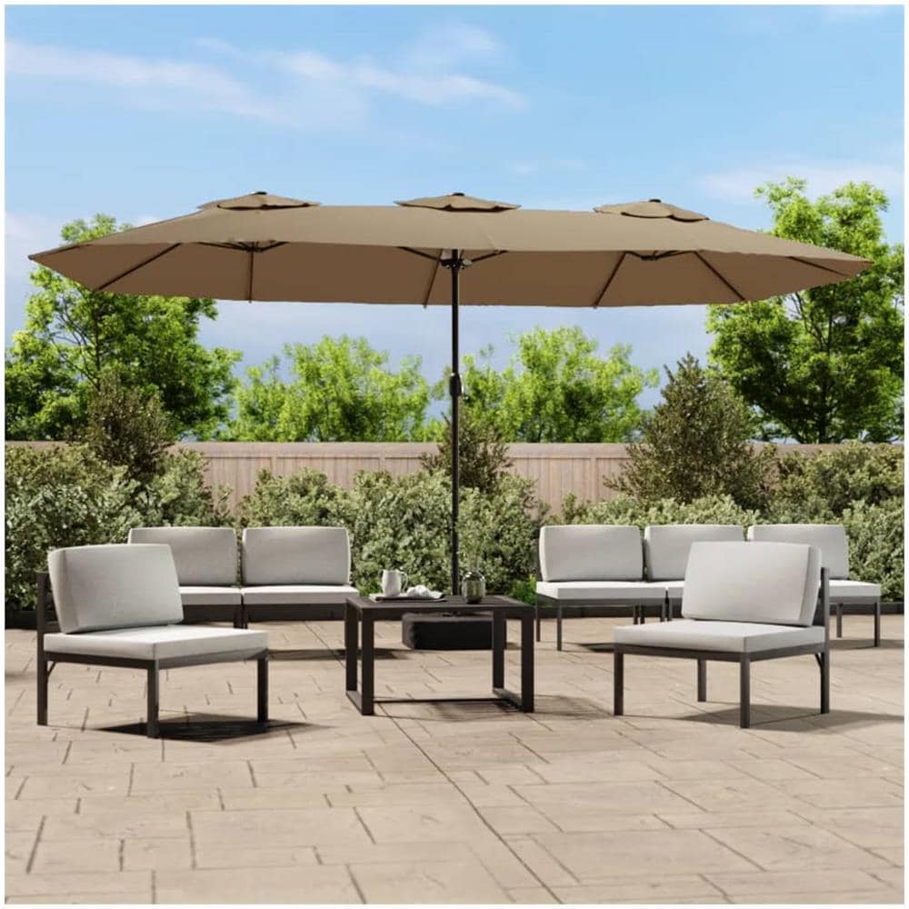 Ombrellone A Doppia Testa Con Led Tortora 449x245 Cm - Foto 1