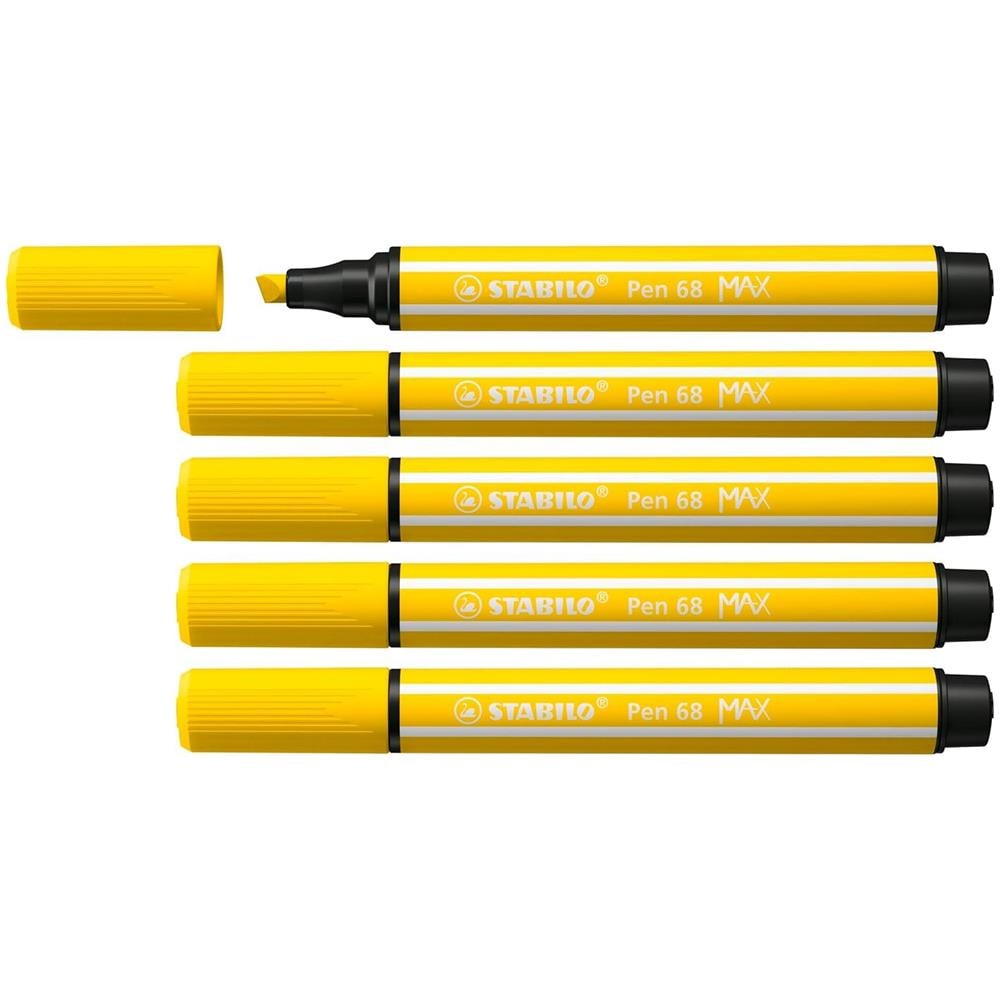 Pen 68 MAX - Pennarello Premium a tratto doppio (1 + 5 mm) - Confezione da 5 - Giallo Limone - Foto 1