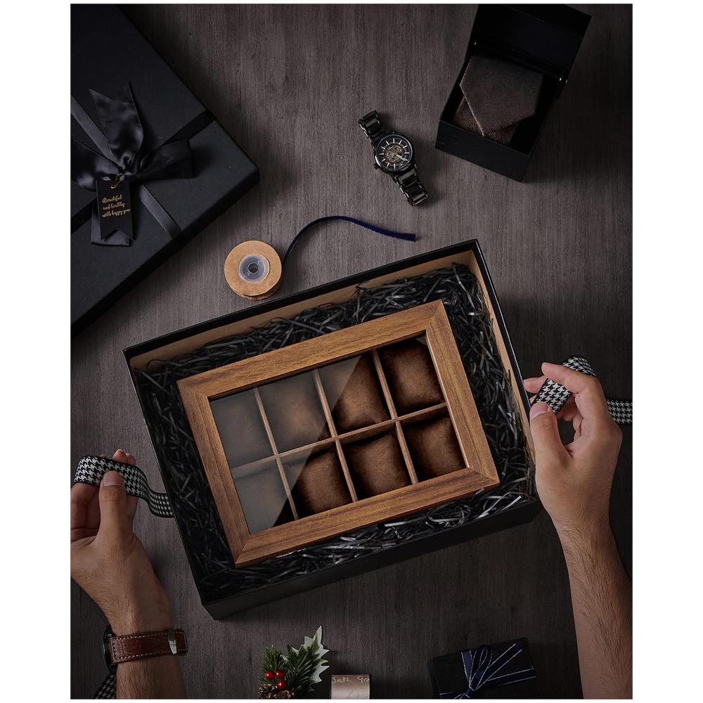 Scatola portagioie e portaorologi in legno, noce rustico - JOW008K01 - Foto 9