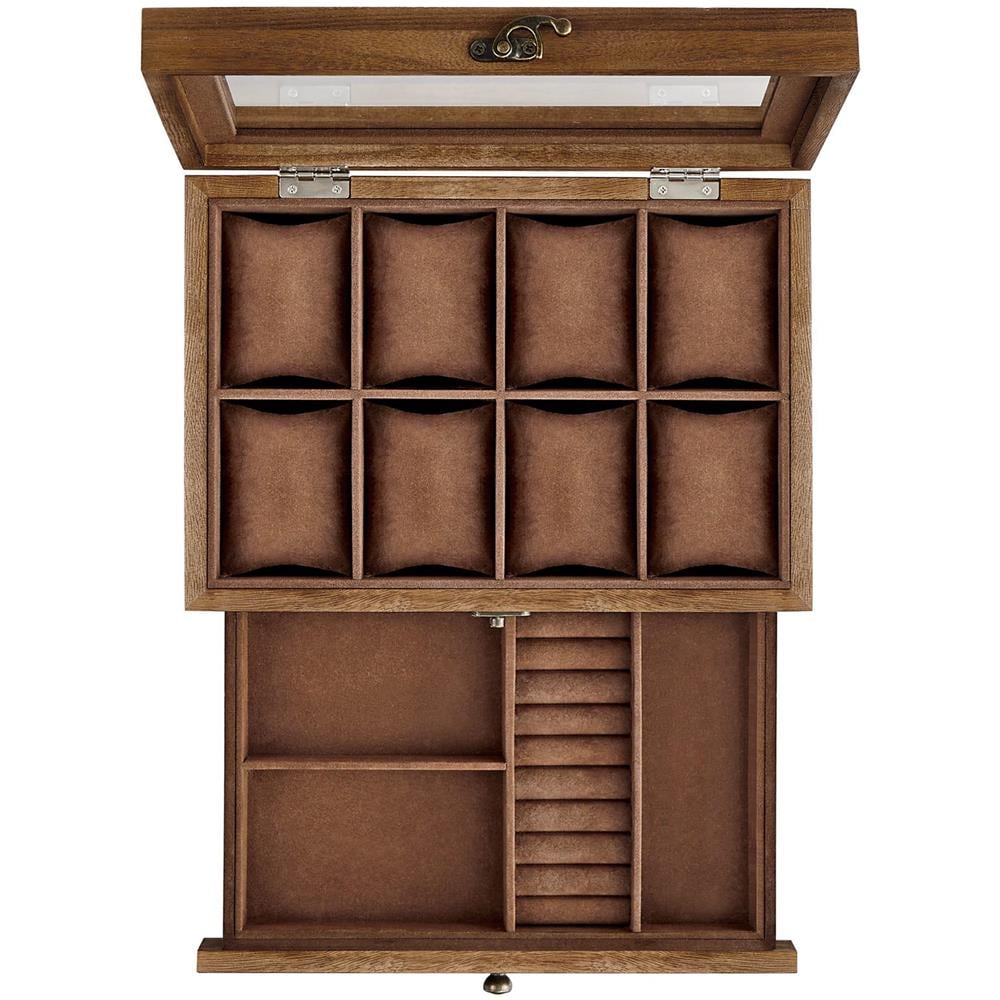 Scatola portagioie e portaorologi in legno, noce rustico - JOW008K01 - Foto 2