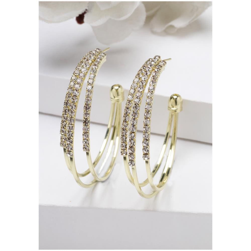 Orecchini a Forma di C con Cristalli Color Oro - Foto 2