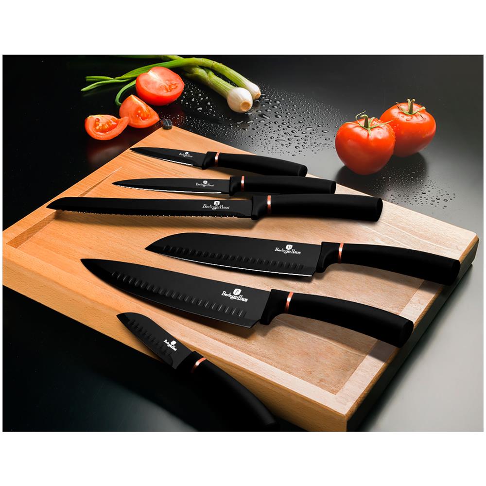 Set Di 6 Coltelli Neri In Acciaio Rivestito Black Rose Collection Colore Nero / rame - Foto 6