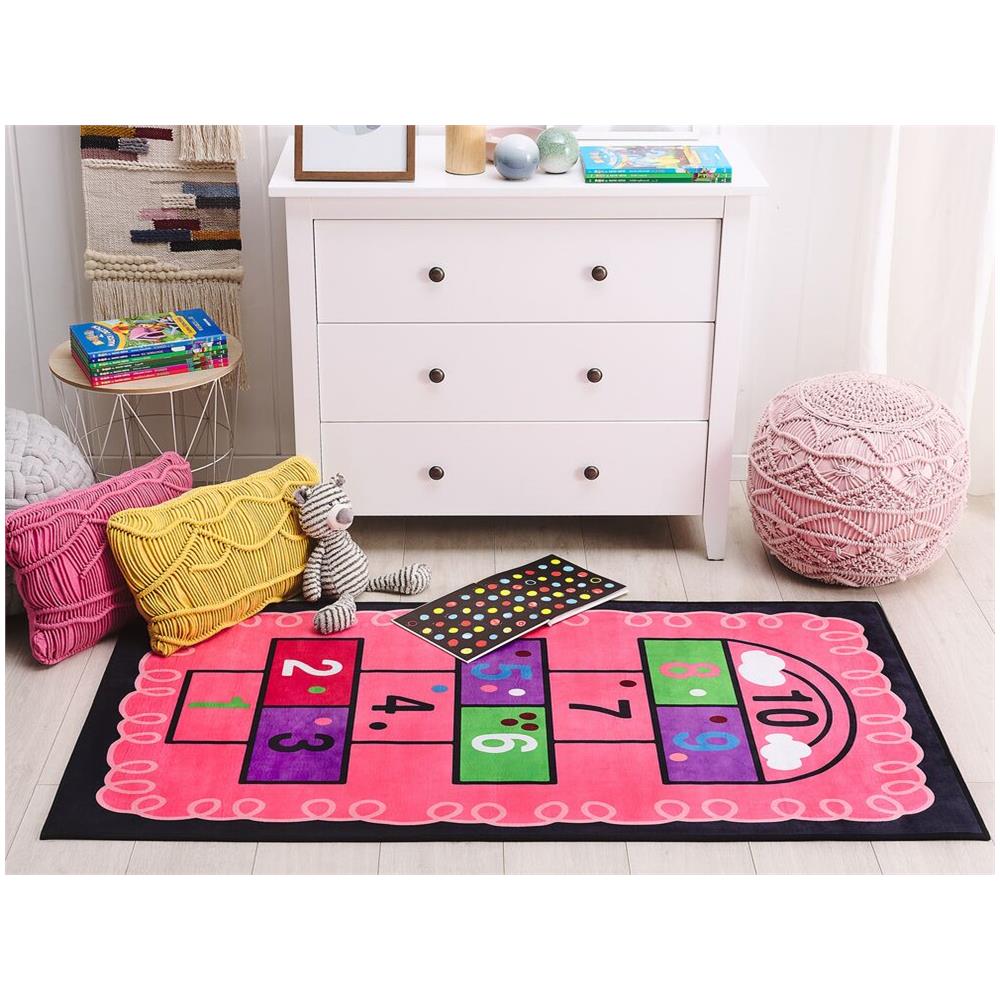 Tappeto Rosa Per Bambini Con Gioco Di Salti 80 X 150 Cm Honaz - Foto 2