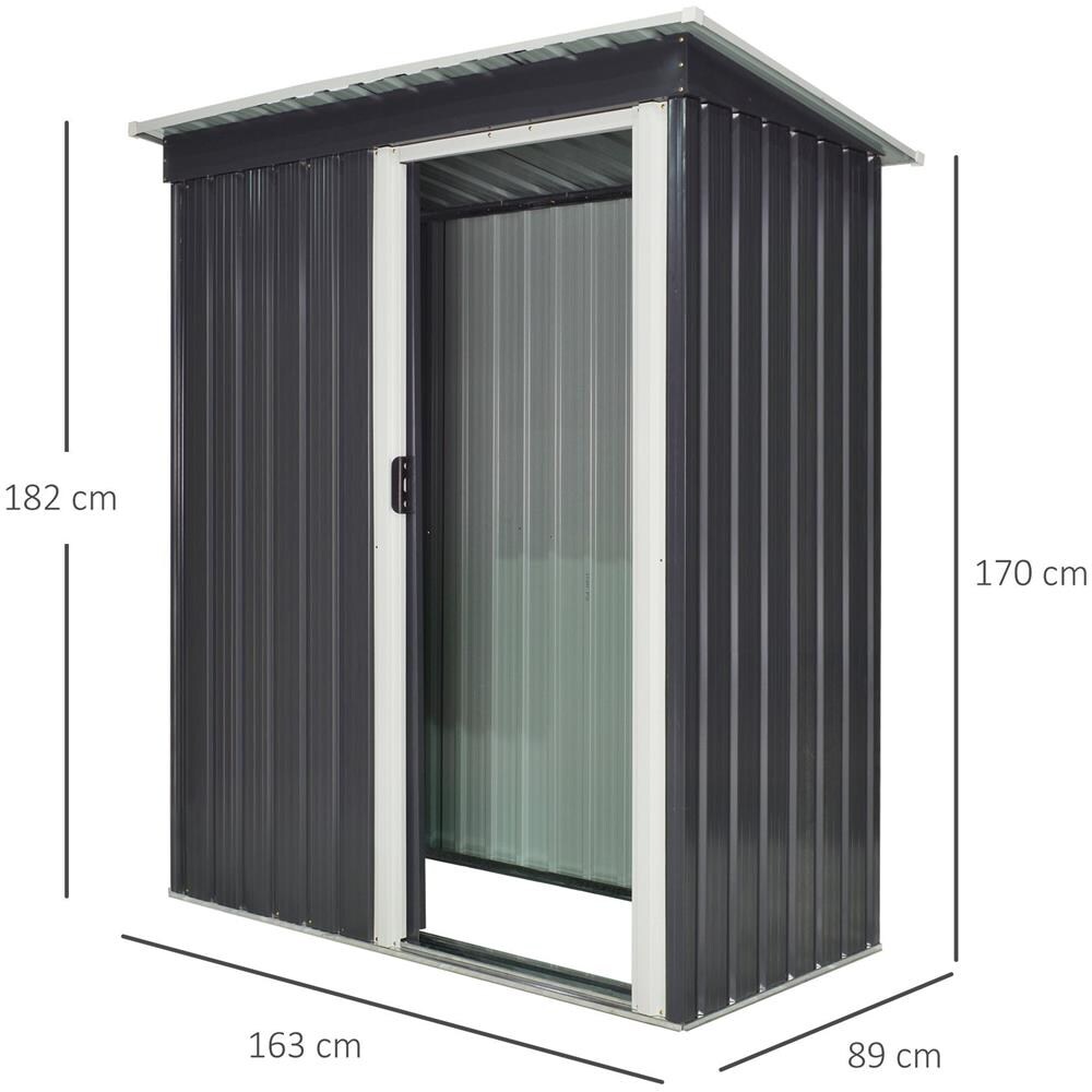 Casetta Porta Attrezzi 1 Porta Scorrevole, Tetto Inclinato Acciaio Nero - Foto 2