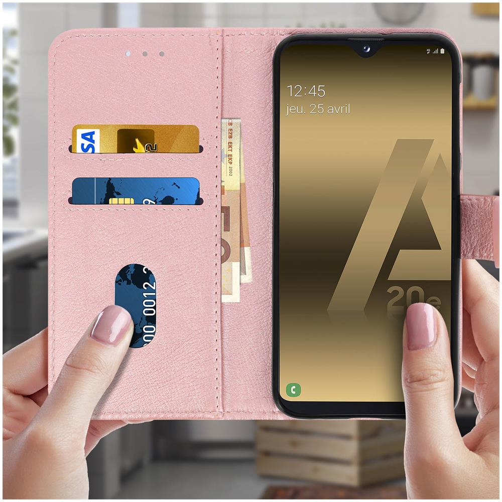 Custodia Galaxy A20e Portacarte Funzione Supporto Cover Silicone - Rosa Gold - Foto 2