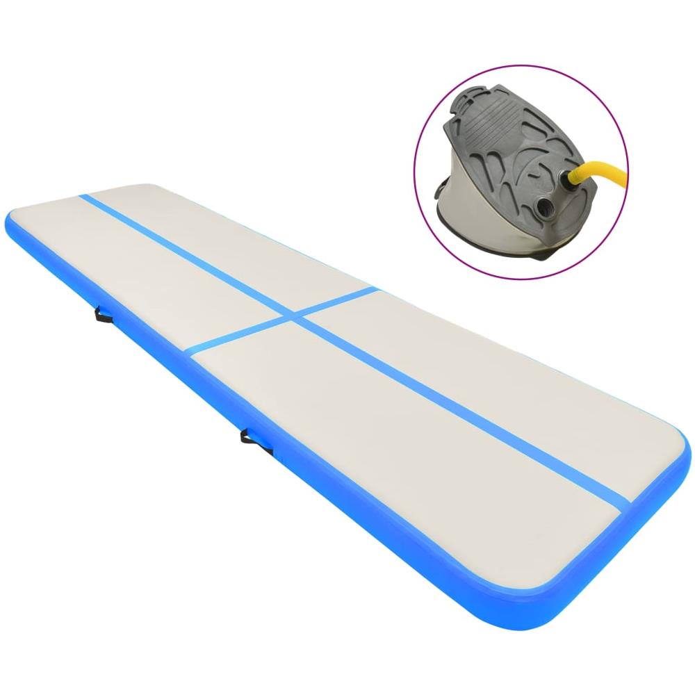 Tappetino Ginnastica Gonfiabile Con Pompa 700x100x20cm Pvc Blu - Foto 1