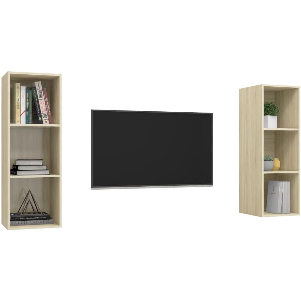 Mobile TV a Parete 2 pz Rovere Sonoma in Truciolato - Foto 2