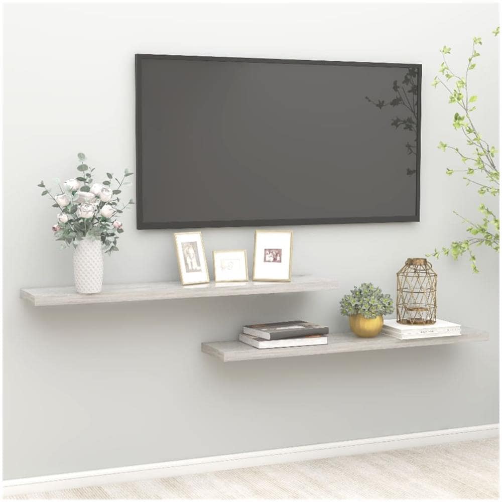 Scaffali A Parete 2 Pz Grigio Cemento 120x23,5x3,8 Cm In Mdf - Foto 1