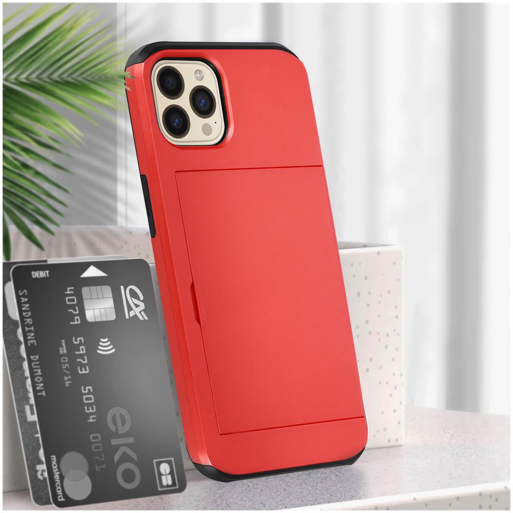 Cover Iphone 13 Pro Anti-shock Con Porta-carte Scorrevole Defender Rossa - Foto 5