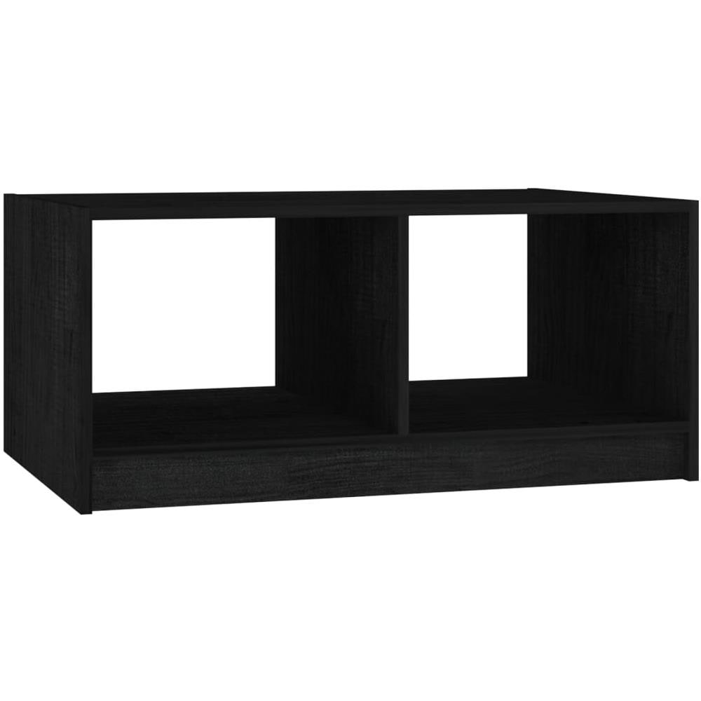 Tavolino Da Salotto Nero 75x50x33,5 Cm Legno Massello Di Pino - Foto 2