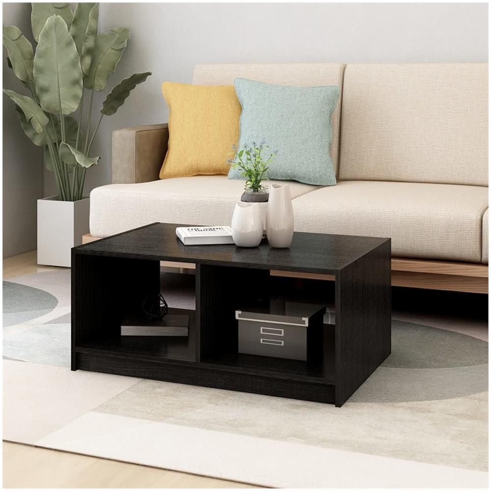 Tavolino Da Salotto Nero 75x50x33,5 Cm Legno Massello Di Pino - Foto 3