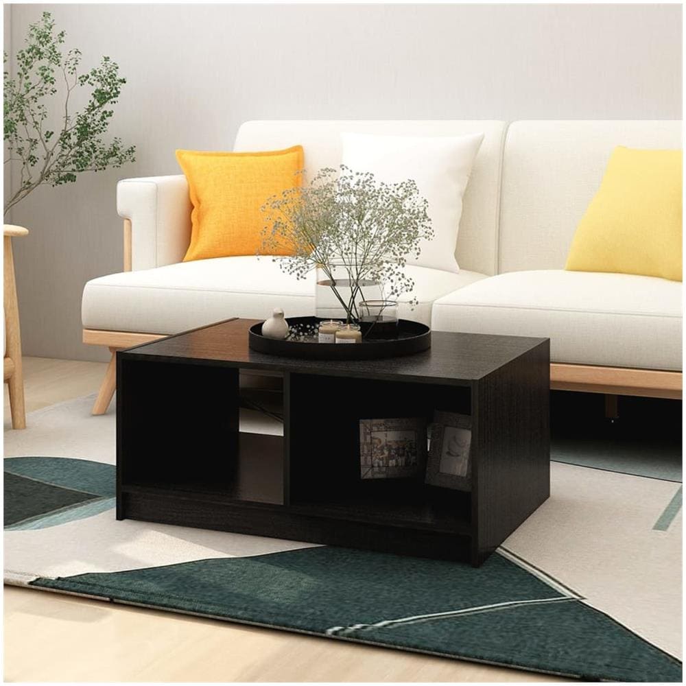 Tavolino Da Salotto Nero 75x50x33,5 Cm Legno Massello Di Pino - Foto 1