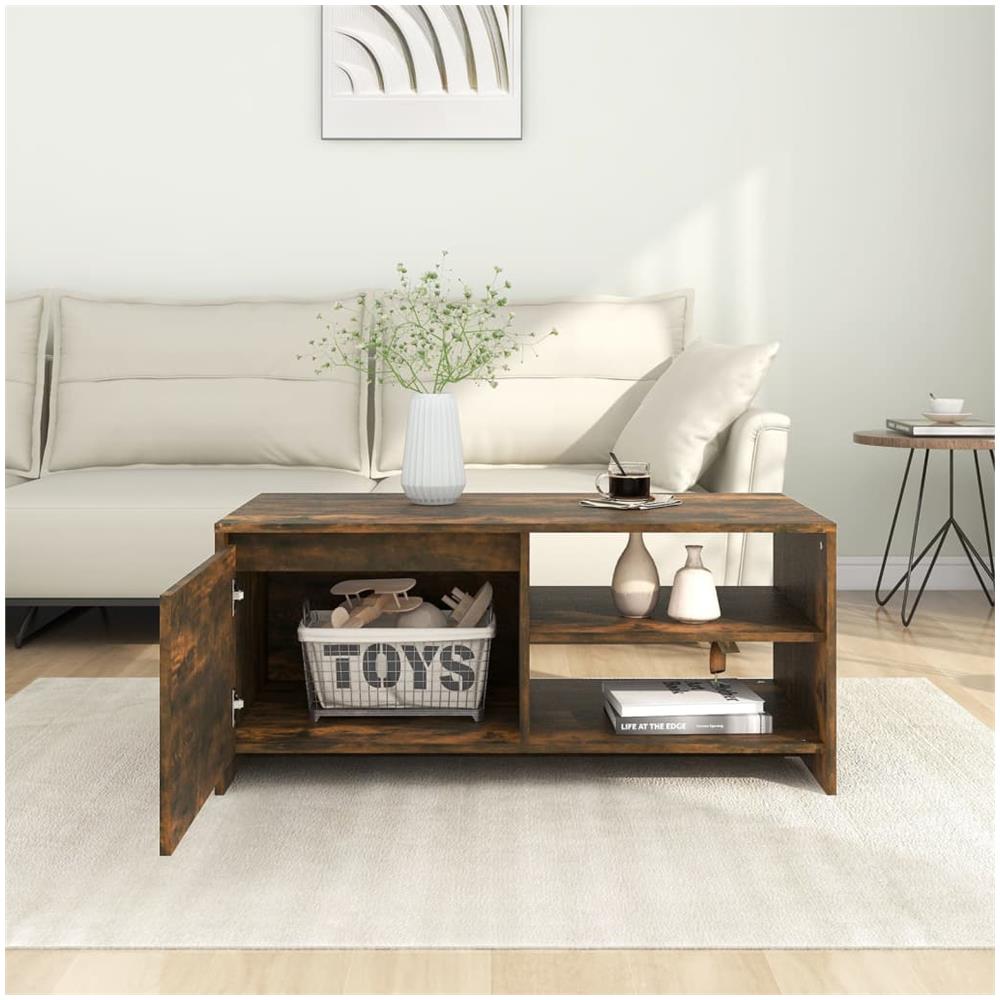 Tavolino Da Salotto Rovere Fumo 102x50x45 Cm Legno Multistrato - Foto 3