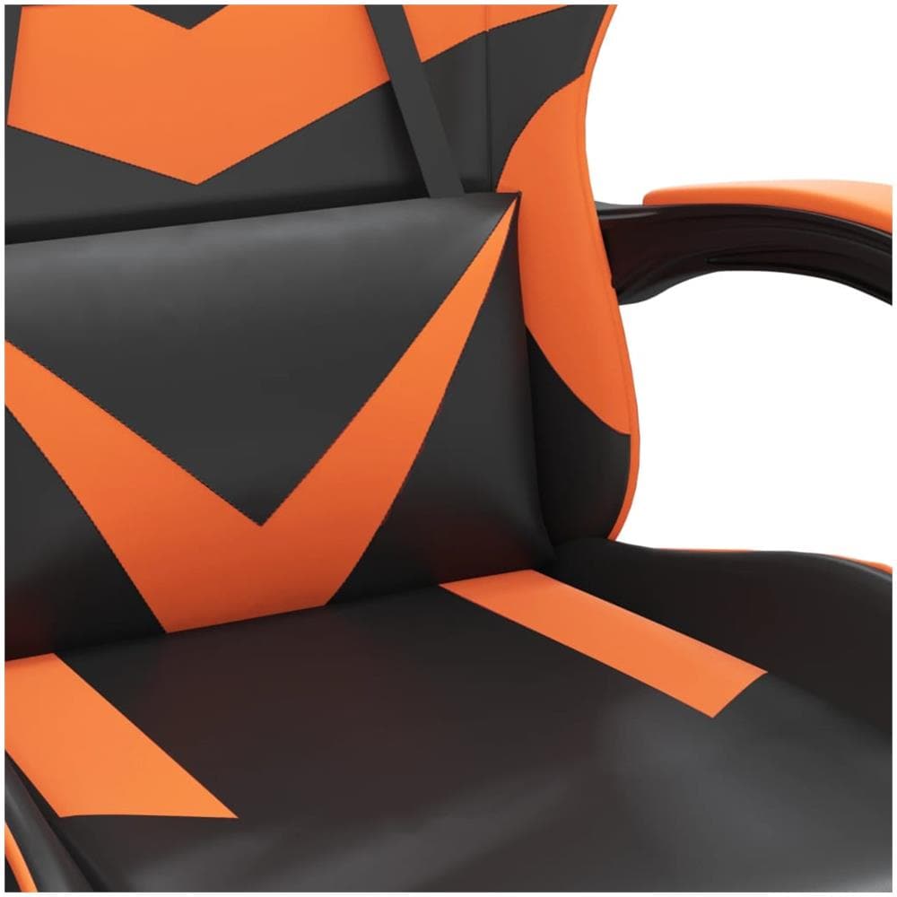 Sedia Da Gaming Con Poggiapiedi Nero E Arancione In Similpelle - Foto 10
