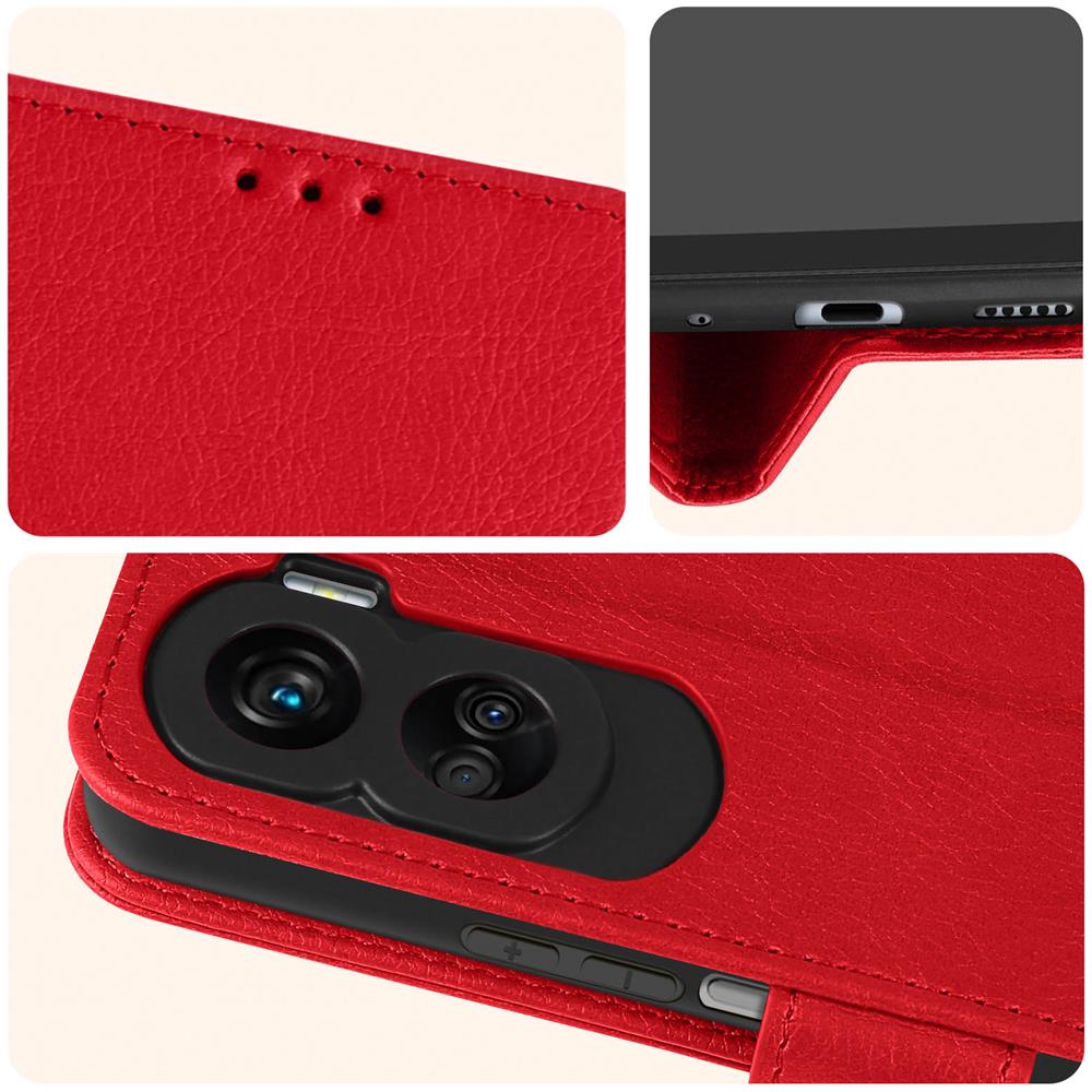 Custodia Per Honor 90 Lite Copertina Portacarte Funzione Supporto Rossa - Foto 5