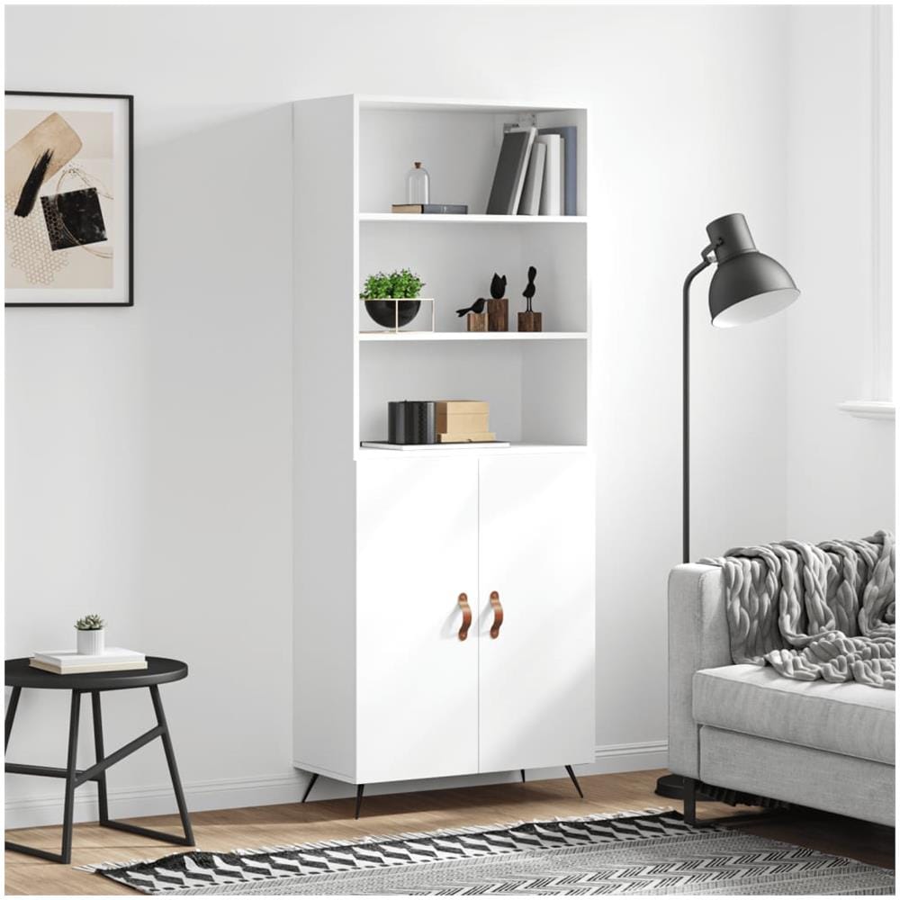 VidaXL Credenza Bianca In Legno Multistrato – 70x34x90 Cm – 2 Ante – Mobile Da Soggiorno Con Fissaggio A Parete