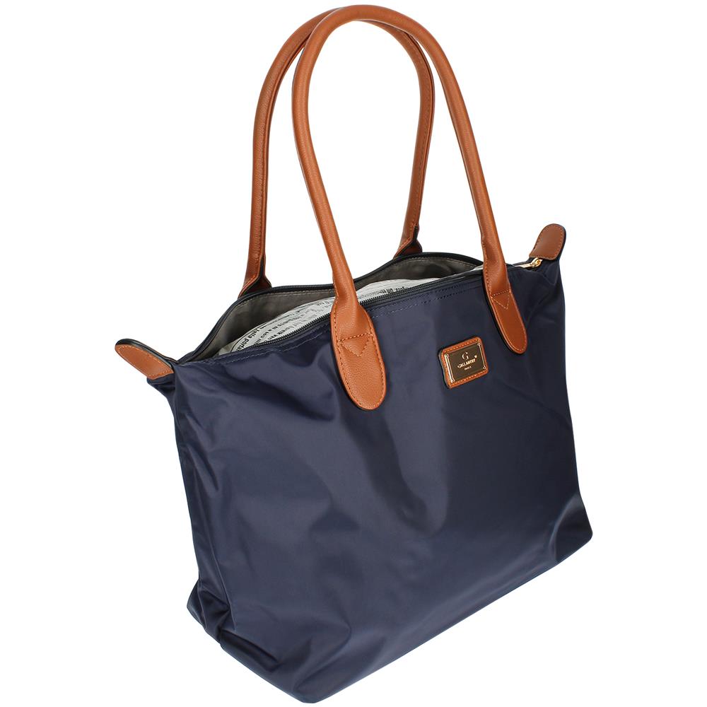 Borsa Shopper Grande In Poliestere - Paris - Blu Scuro - Foto 2