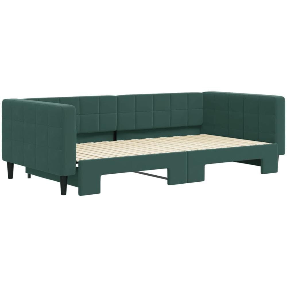 Divano Letto Con Letto Estraibile Verde Scuro 100x200cm Velluto - Foto 3