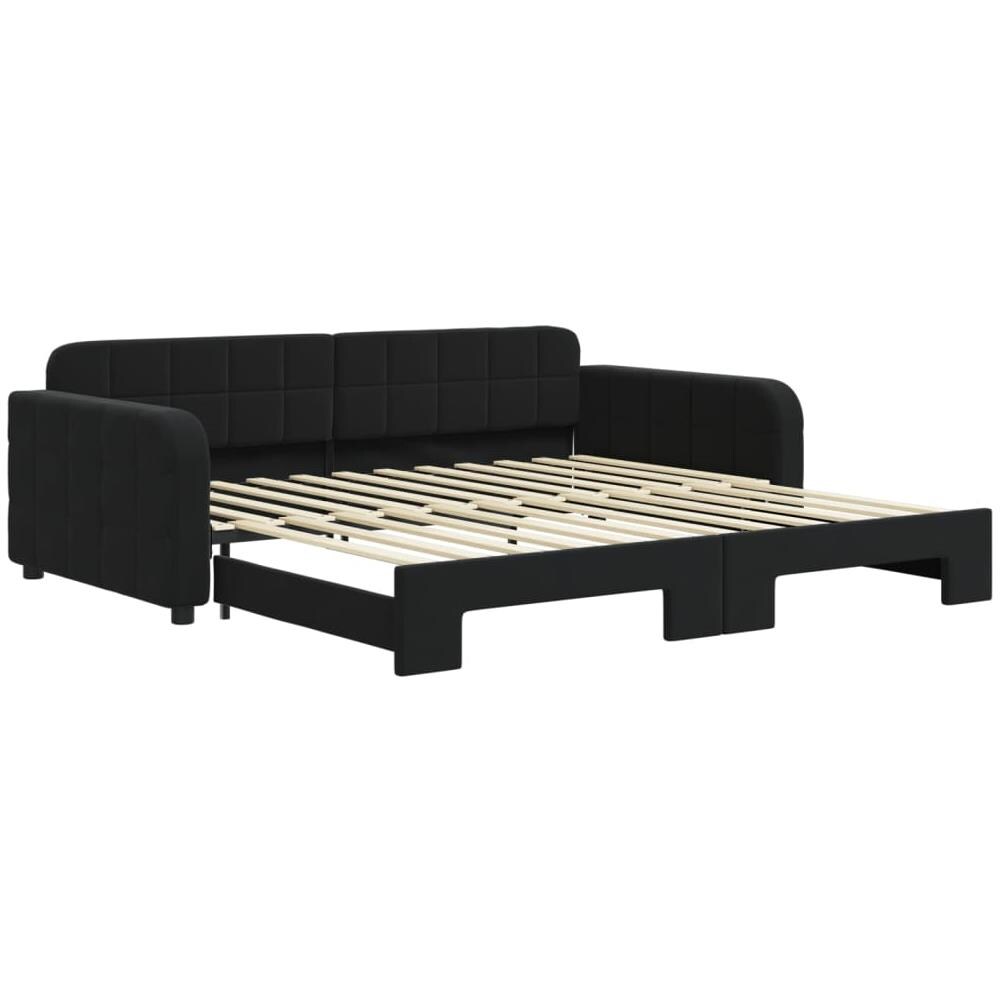 Divano Letto Con Letto Estraibile Nero 100x200 Cm In Velluto - Foto 2
