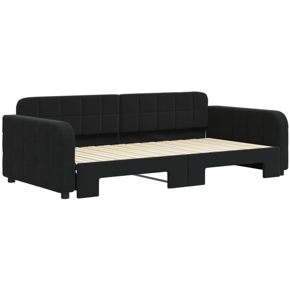 Divano Letto Con Letto Estraibile Nero 100x200 Cm In Velluto - Foto 3