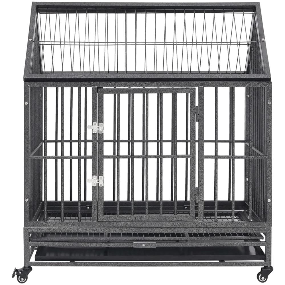Gabbia Per Cani Con Ruote In Acciaio E Tetto 92x62x106 Cm - Foto 2