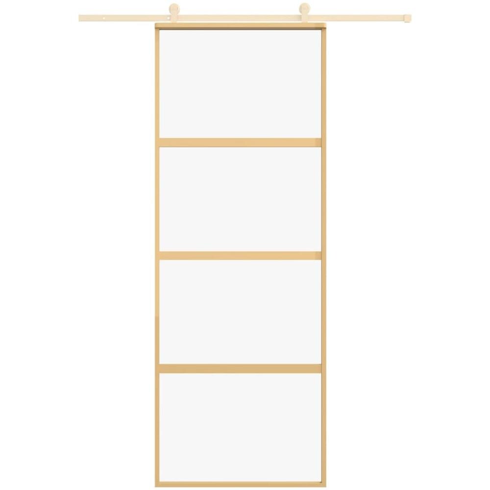 Porta Scorrevole Dorata 76x205 Vetro Trasparente Esg Alluminio - Foto 3
