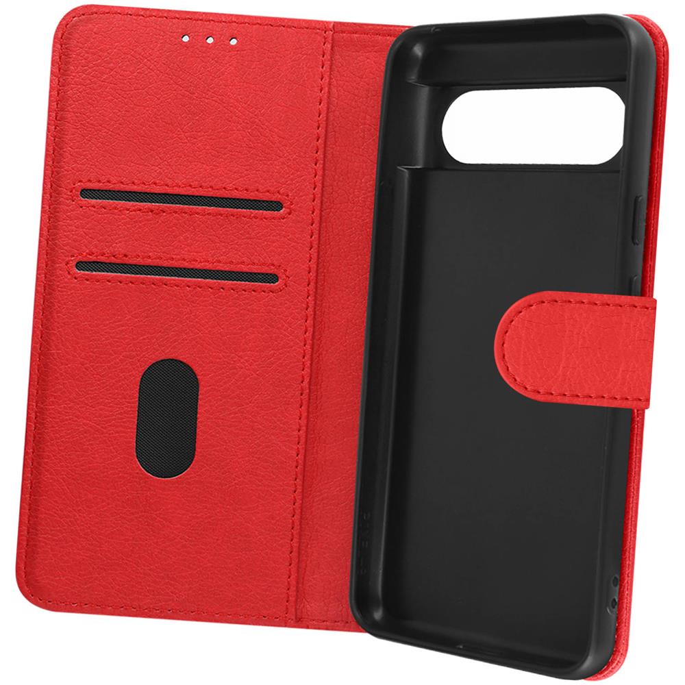 Custodia Per Google Pixel 8 Copertina Portacarte Funzione Supporto Rossa - Foto 2