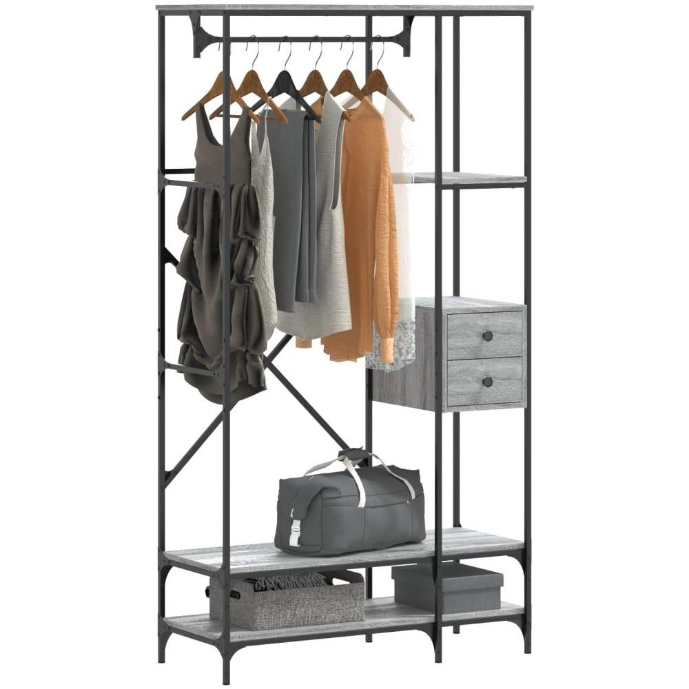 Appendiabiti con Scaffali Grigio Sonoma in Legno Multistrato - Foto 2