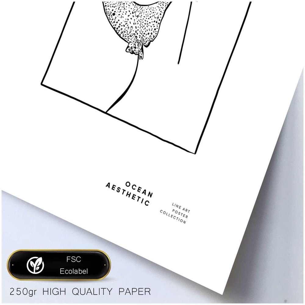 Set Di 6 Francobolli In Inchiostro Nero, Stampe Artistiche Di Pesci Rari Di Mare E Oceano Per L'Interior Design A3 E A4 Senza Cornice - Foto 2