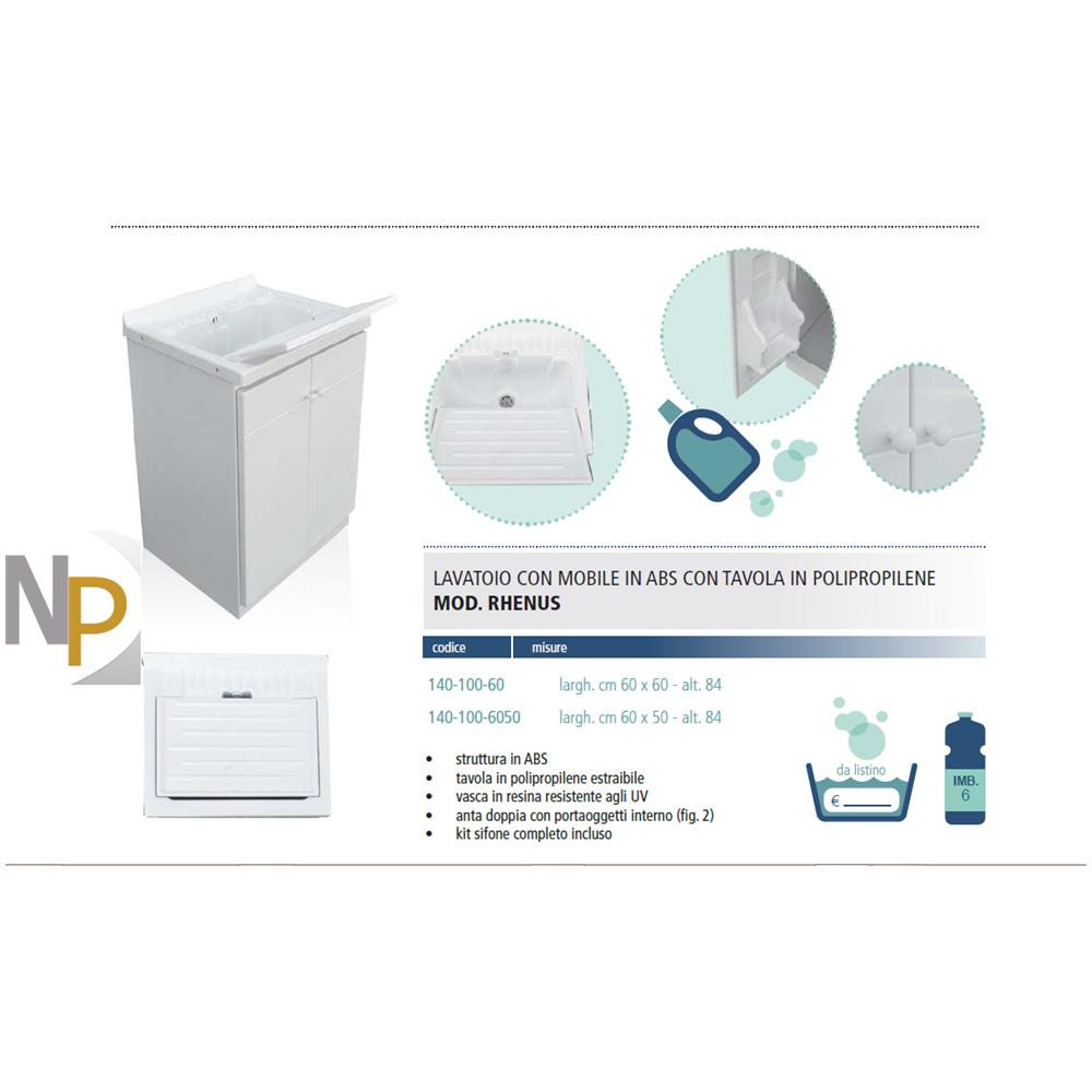 Lavatoio + Mobile Abs E + Tavola Polipropilene L Cm 60 X P Cm 60 - Foto 2