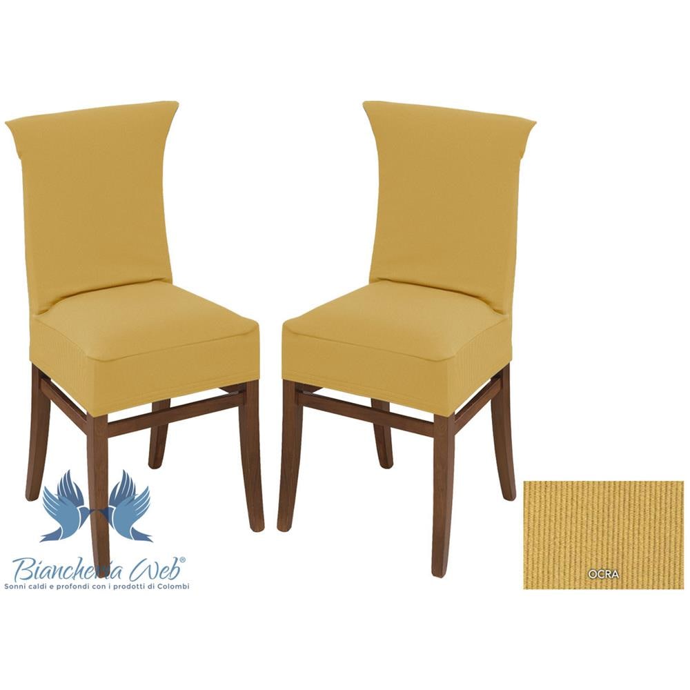 Coppia Coprisedia Con Schienale New York In Tinta Unita L.T Coprisedia Alta Ocra - Foto 1