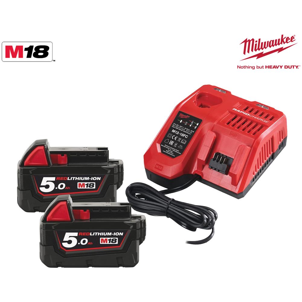 Confezione Nrj 18v 5.0ah 18v 5.0ah Batteria 2 1 Caricatore M12-18fc 4.933.459,217 Mila - Foto 1