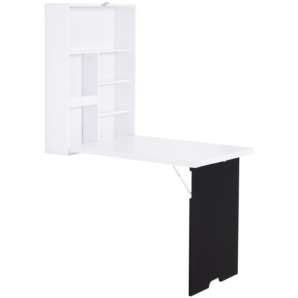 DREAMADE Tavolo da Muro Pieghevole Scrivania Pieghevole in Legno da Parete con Lavagna 60x15,5x75cm Bianco
