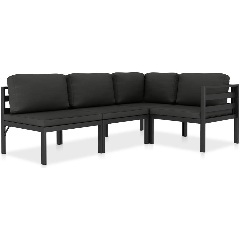 Set Divani Da Giardino 4 Pz Con Cuscini In Alluminio Antracite - Foto 1