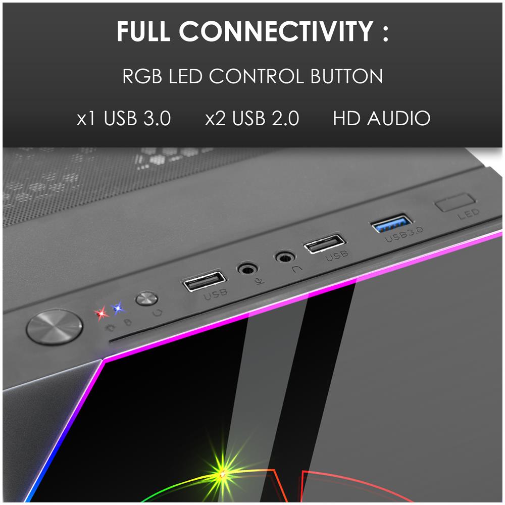 Case Spartan Middle Tower ATX / Micro-ATX / Mini-ITX 2 Porte USB 3.0 Colore Nero (Finestrato)  - Foto 2