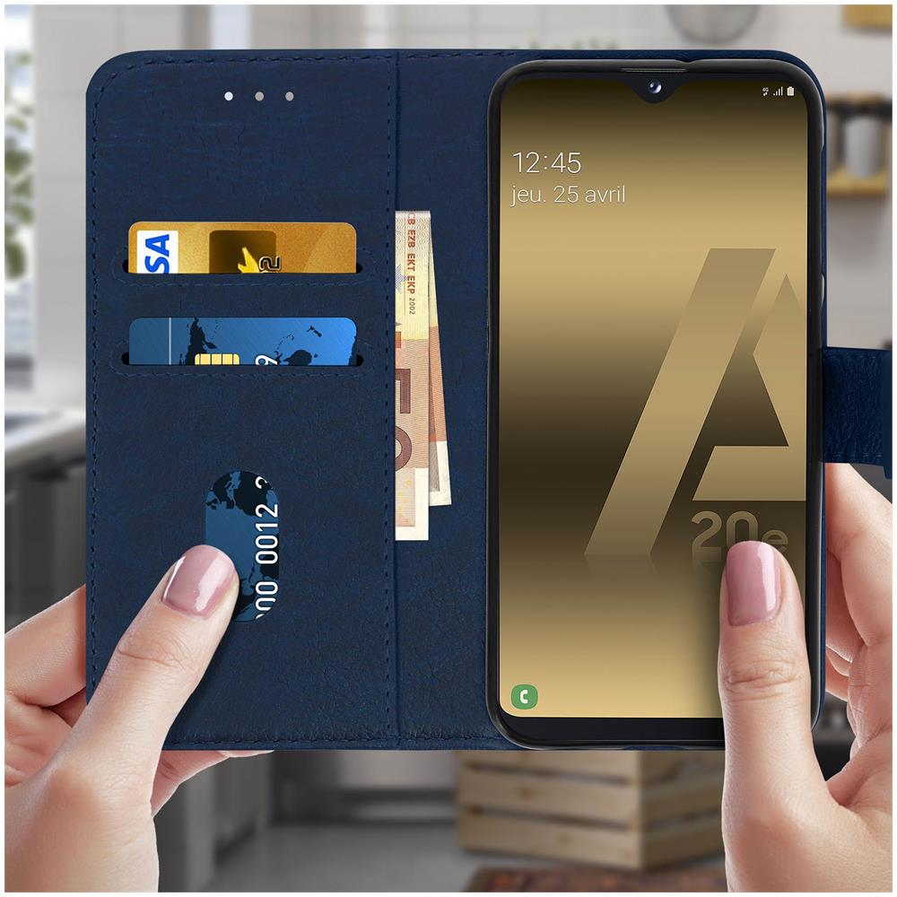 Custodia Galaxy A20e Portacarte Funzione Supporto Cover Silicone - Blu - Foto 5