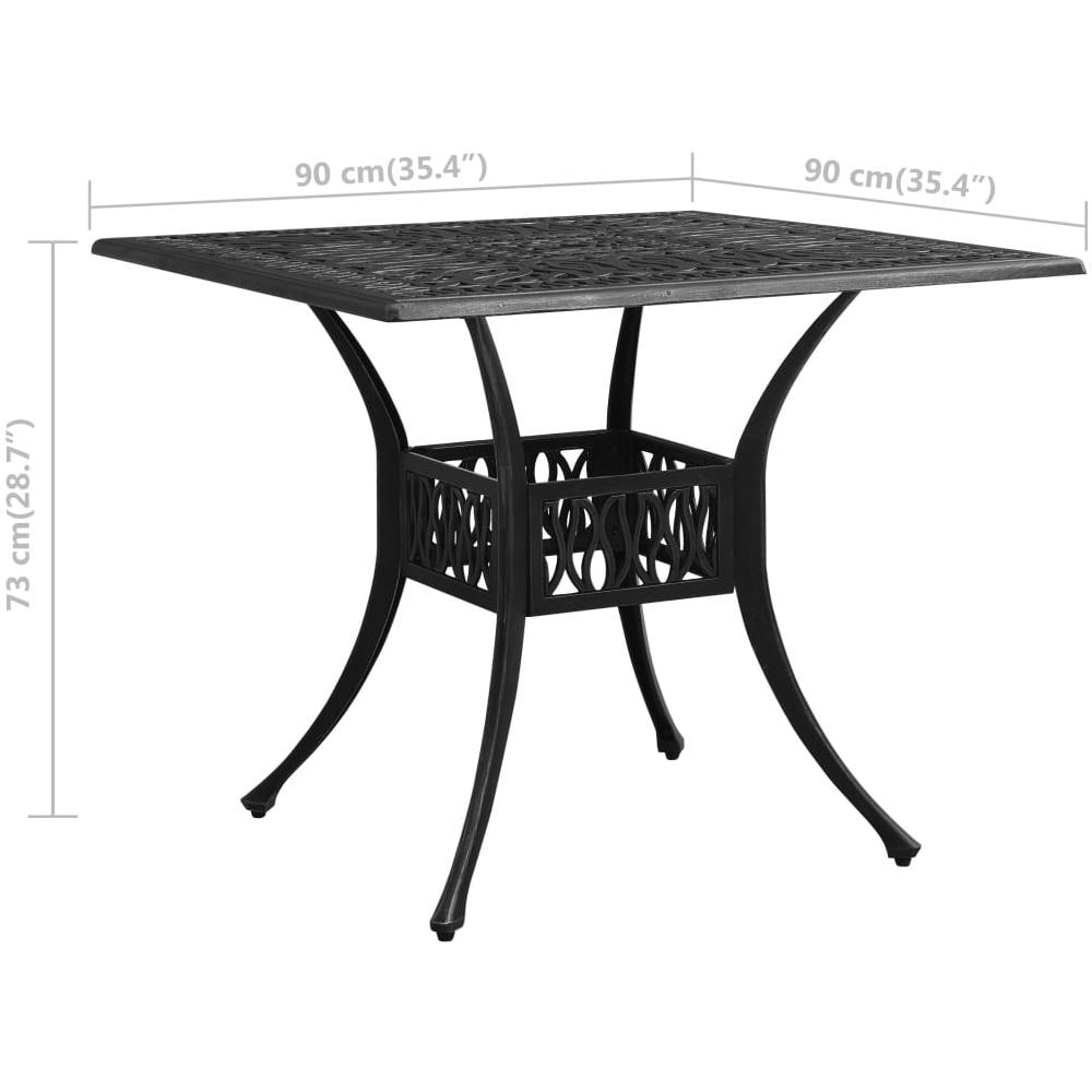 Tavolo Da Giardino Nero 90x90x73 Cm In Alluminio Pressofuso - Foto 6