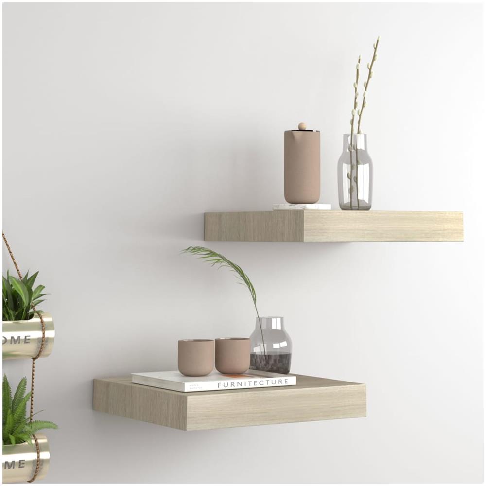 Mensole A Muro 2 Pz Rovere 23x23,5x3,8 Cm In Mdf - Foto 1
