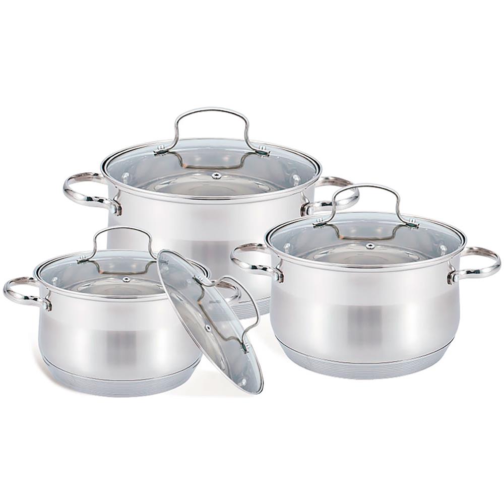Mr-3512-6l Batteria Da Cucina In Acciaio Inossidabile, 6 Pezzi, Induzione, Coperchi Vetro Argento - Foto 1