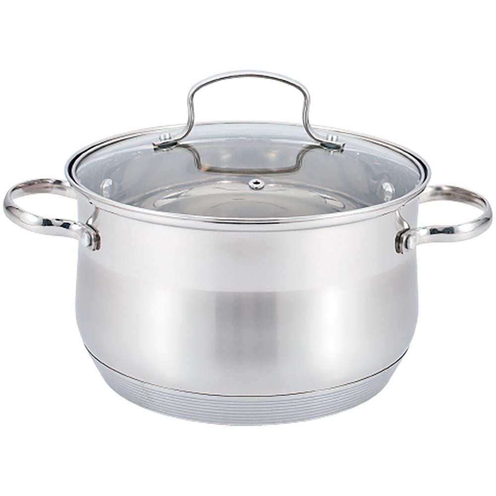 Mr-3512-6l Batteria Da Cucina In Acciaio Inossidabile, 6 Pezzi, Induzione, Coperchi Vetro Argento - Foto 4