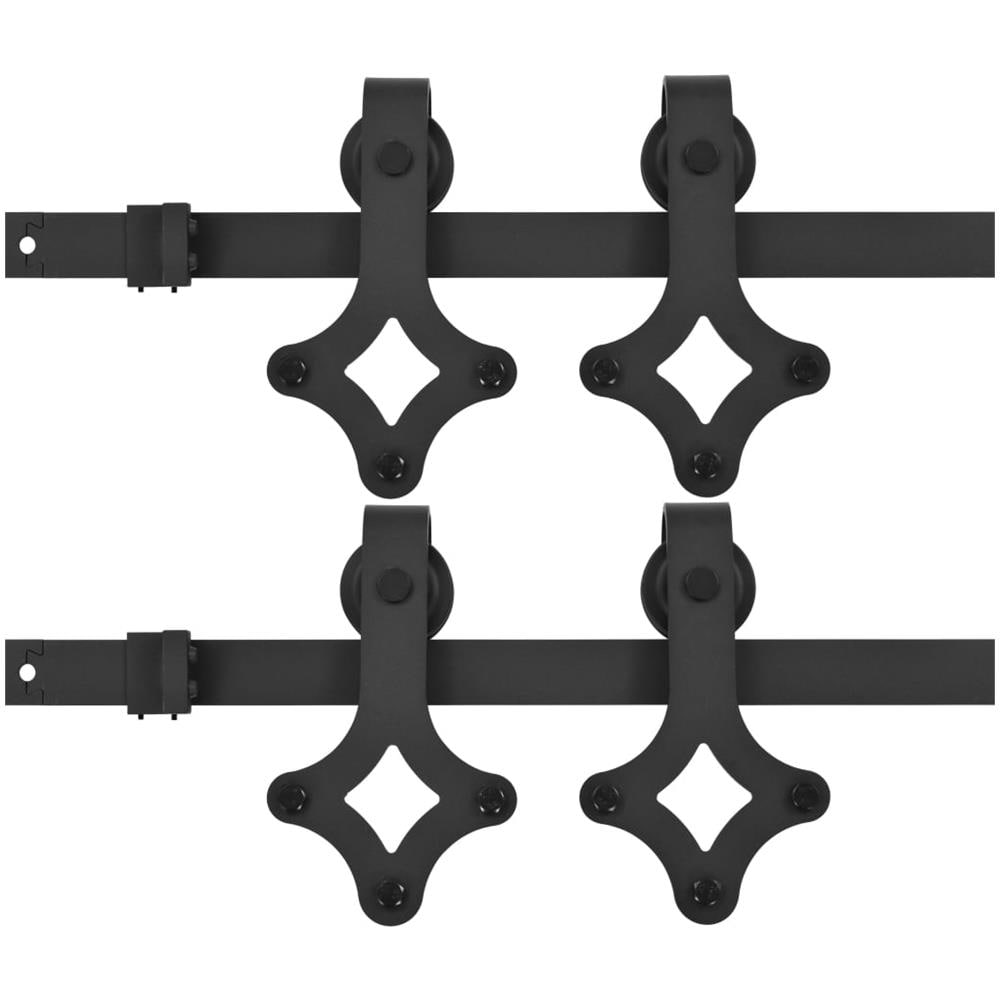 Kit di Binari per Porte Scorrevoli 2 pz 183 cm in Acciaio Nero - Foto 1