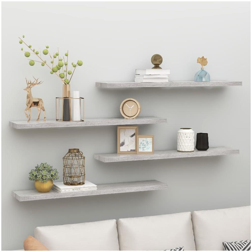 Scaffali A Parete 4 Pz Grigio Cemento 120x23,5x3,8 Cm In Mdf - Foto 1