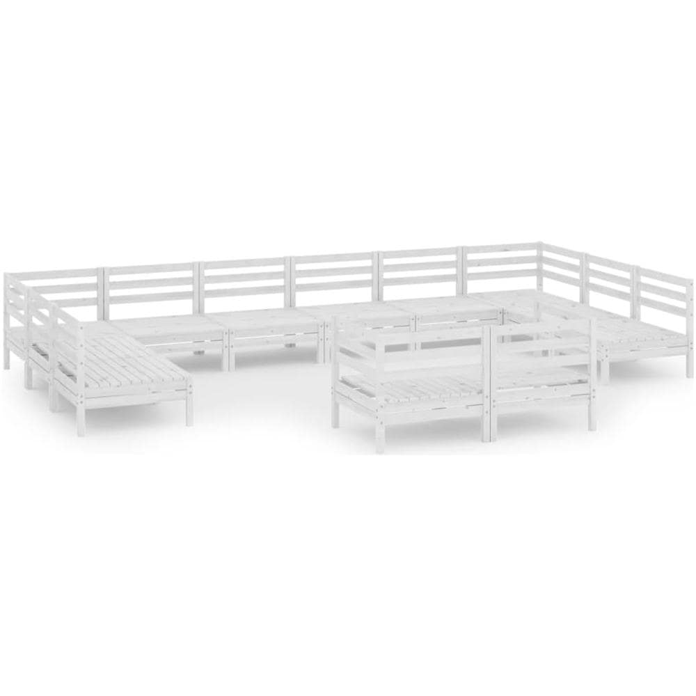 Set Divani Da Giardino 12 Pz Bianco In Legno Massello Di Pino - Foto 2